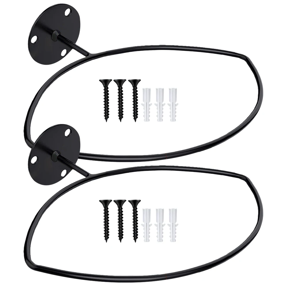 

2 Pcs Basketball Display Holder Wall Mount Rack Iron Sports Fitness Storage Organizer Black Color Team Sport Equipment