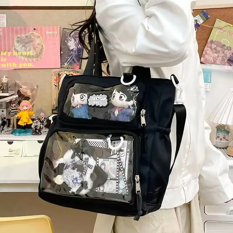 

Y2K New Cute Ita Bag Large Capacity Shoulder Bag Messenger Bag Lolita Girls Transparent Crossbody Bag DIY Display Casual Handbag