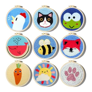 Cartoon Animal Punch Needle Embroidery Kit para Iniciantes, Soft Yarn Needlework Set, Home Decor, Bonito 6 principais vendas bordadeiras - №4