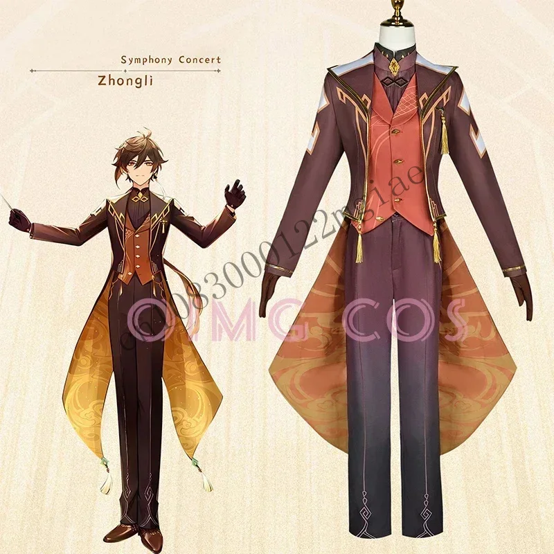 Genshin Impact Zhongli Symphony Concert Cosplay Costume Adult Carnival Uniform Anime Halloween Costumes Masquerade Game CMM221