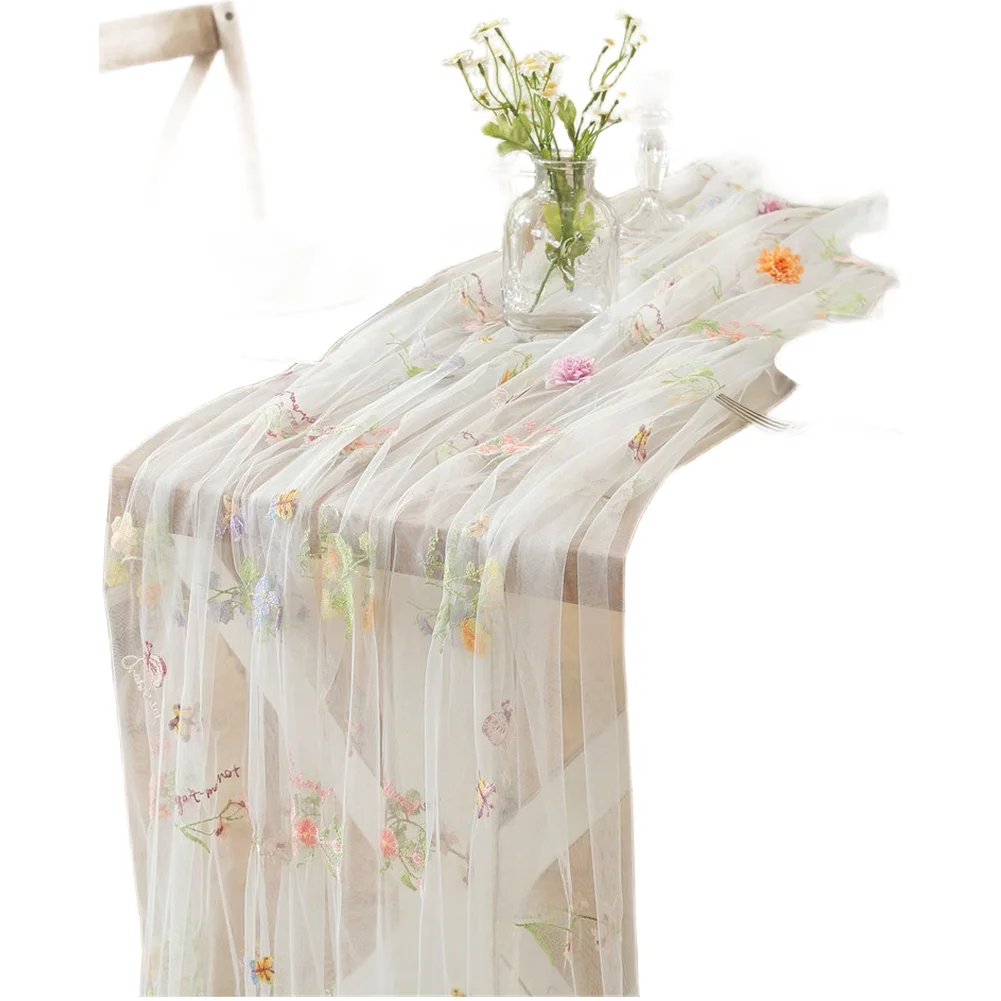 Floral Lace Embroidered Cheese Cloth Table Cover for Wedding Tables Banquet Decor and Upscale Residential Table Arrangements