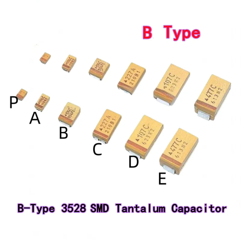 Condensatore al tantalio da 10 pezzi SMD B custodia 10V 16V 25V 35V Condensatore al tantalio 3528/1210 1/2.2/4.7/10/22/47/100UF