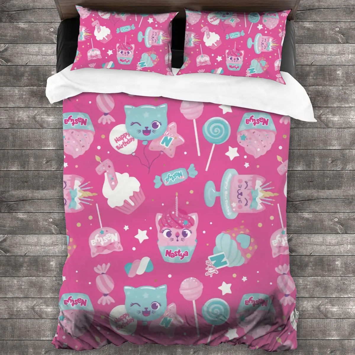 Imagem -06 - Impresso Como Conjunto de Cama Nastya para Crianças Capa de Edredão Fronha Meninos Meninas Gêmeo Queen Size Têxtil Doméstico Moda Adulta 3d