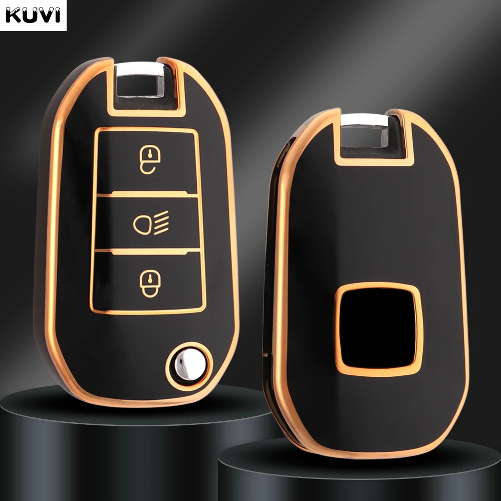 New TPU Car Flip Key Case Cover Shell For Peugeot 208 308 408 508 2008 3008 4008 5008 For Citroen C3 C4 CACTUS C6 C8 Accessories