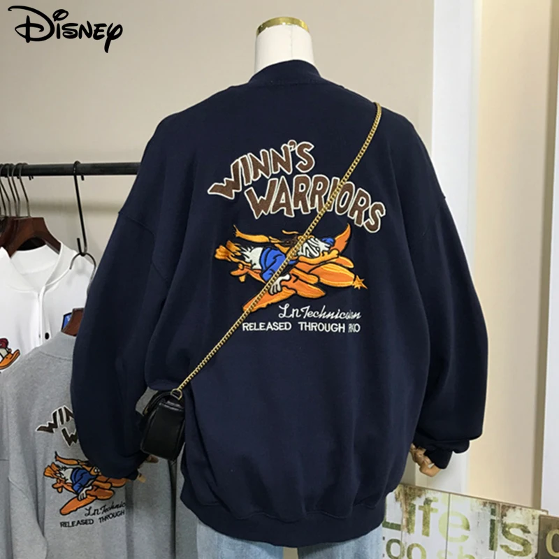 Imagem -02 - Disney-jaqueta de Beisebol Bordada Fina Solta Cabolsa Cardigan Algodão Cardigan dos Desenhos Animados Pato Donald Moda Superior Casual Nova Chegada