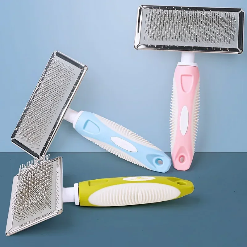 Brosse de massage en acier inoxydable pour animaux de compagnie, peigne pour chien, épilateur pour chat, toilettage, ouverture de nœud, fournitures pour animaux de compagnie