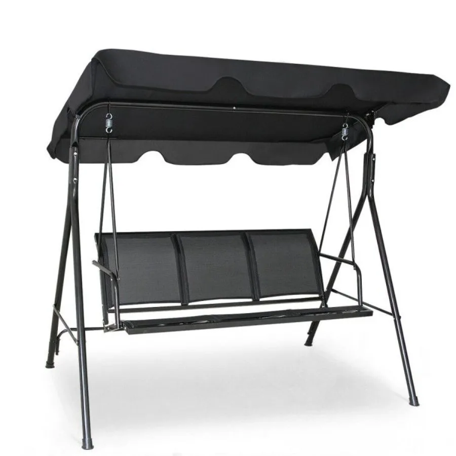 

3 Person Steel Frame Patio Swing with Polyester Angle and Adjustable Canopy