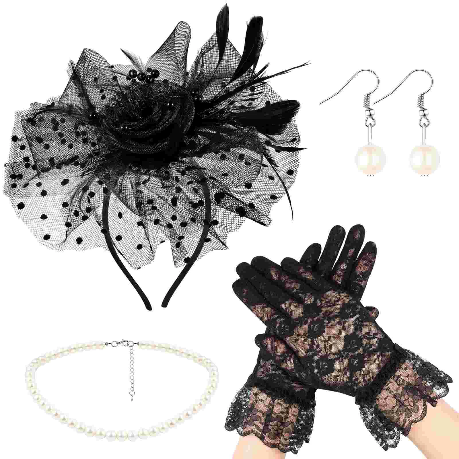 

Vintage Mesh Head Flower Miss Pearl Headband Accessories for Women Fascinator Hat