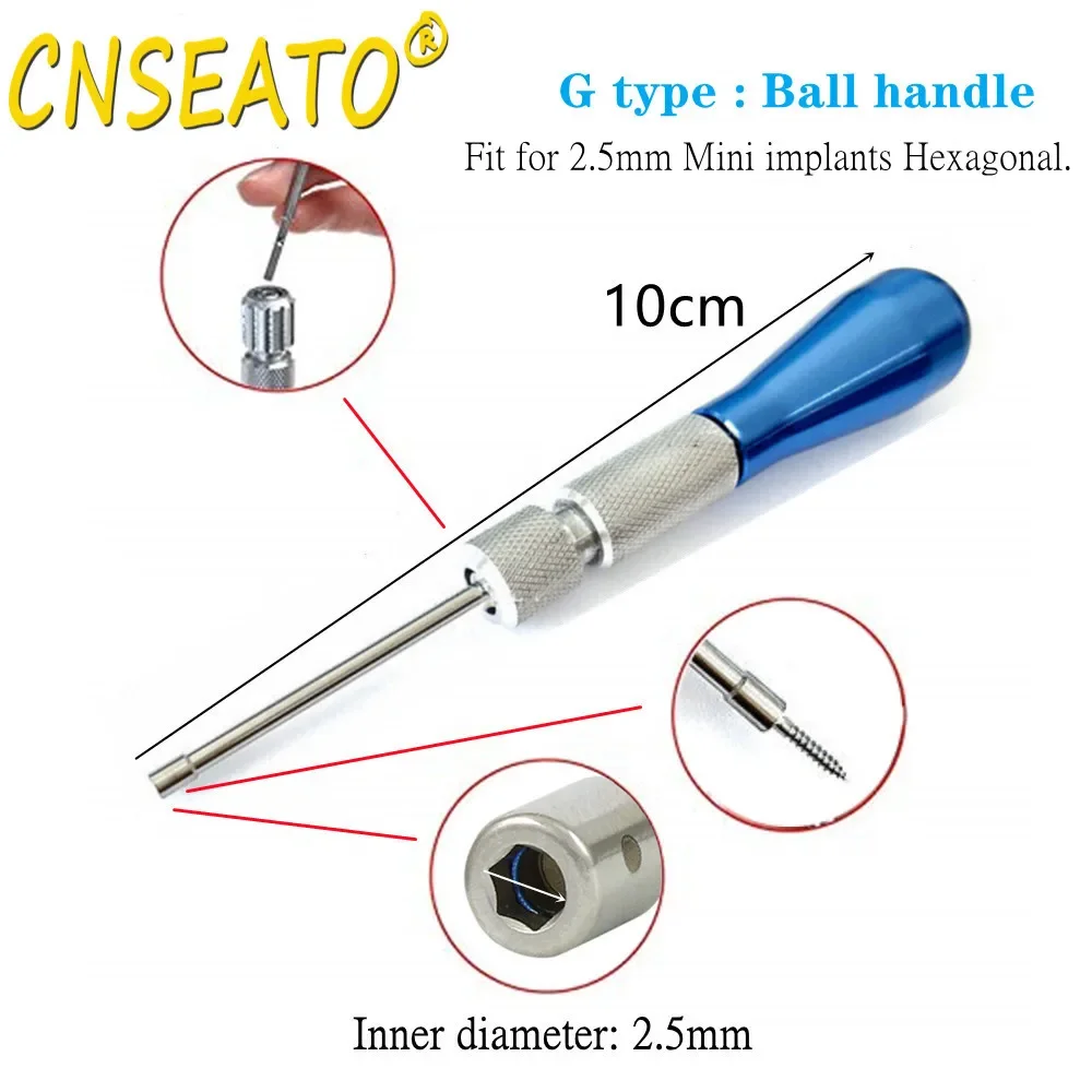 Dental Mini Implant Screw Driver Orthodontic Micro Screwdriver Tool Self Drilling Anchorage Hexagonal Wrench Handle Contra Angle