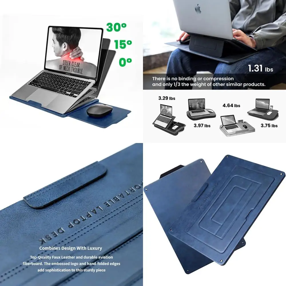 

Тонкий и компактный столик для ноутбука с выдвижным ковриком для мыши, регулируемой подставкой, расширяемой поверхностью и защитой от перегрева для устройств в средней температурной зоне