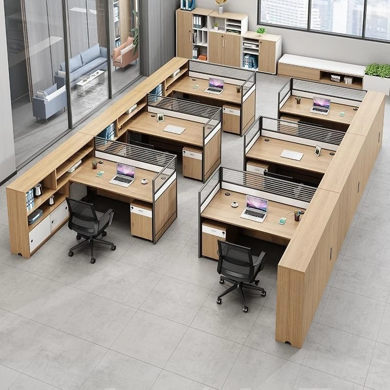 

Simple Modern Staff Financial Desk Office Desk and Chair Combination Double 6 Human Seat Desk Sub-office