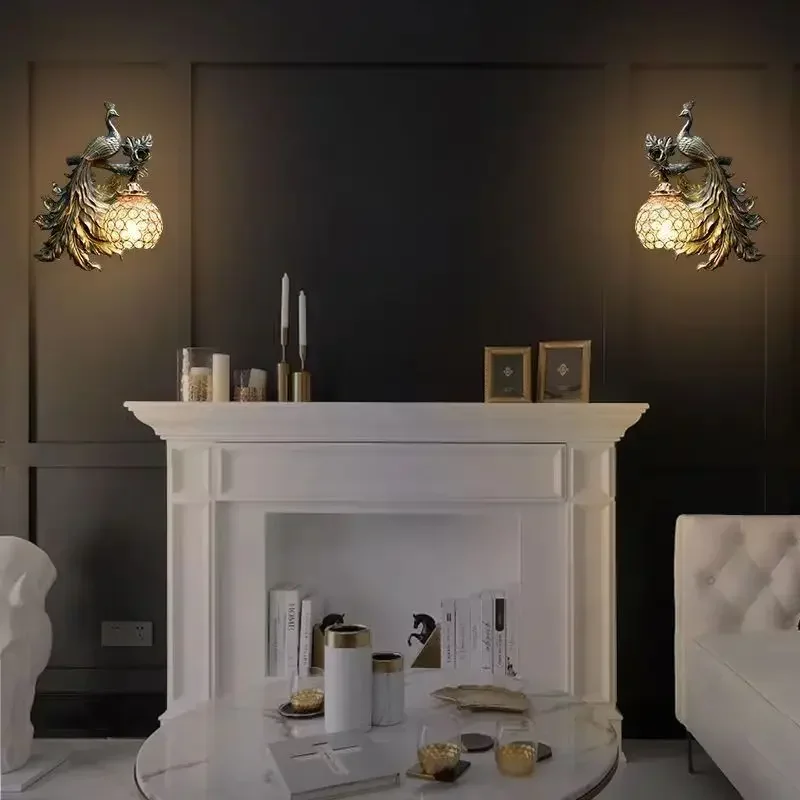 Peacock Crystal Wall Lamp 3