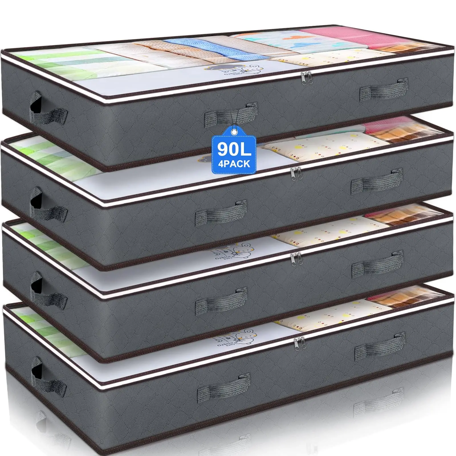 

Складные сумки для хранения под кроватью объемом 90 л, органайзеры для одеял, одежды и постельного белья