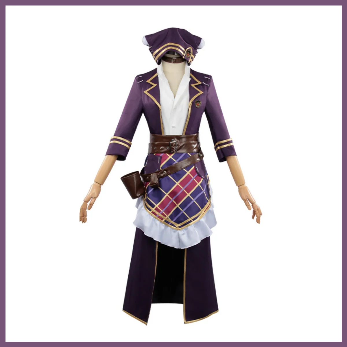 Anime Game Identity Ⅴ Demi Bourbon Cosplay Costume Barmaid Ivory Tower Wig Purple Coat Uniform Skirt Woman Sexy Carnival Suit