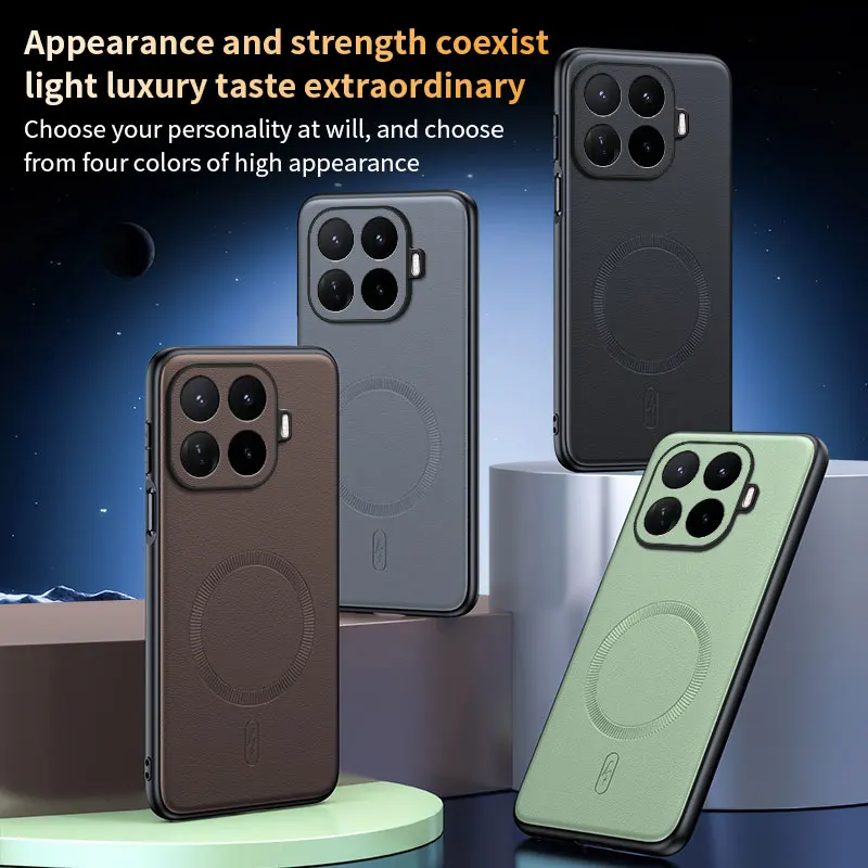 

Case for Xiaomi 17T Pro /17T Luxury Leather Shockproof Magnetic Back Cover For Magsafe Wireless Charging TPU Bumper Case Funda