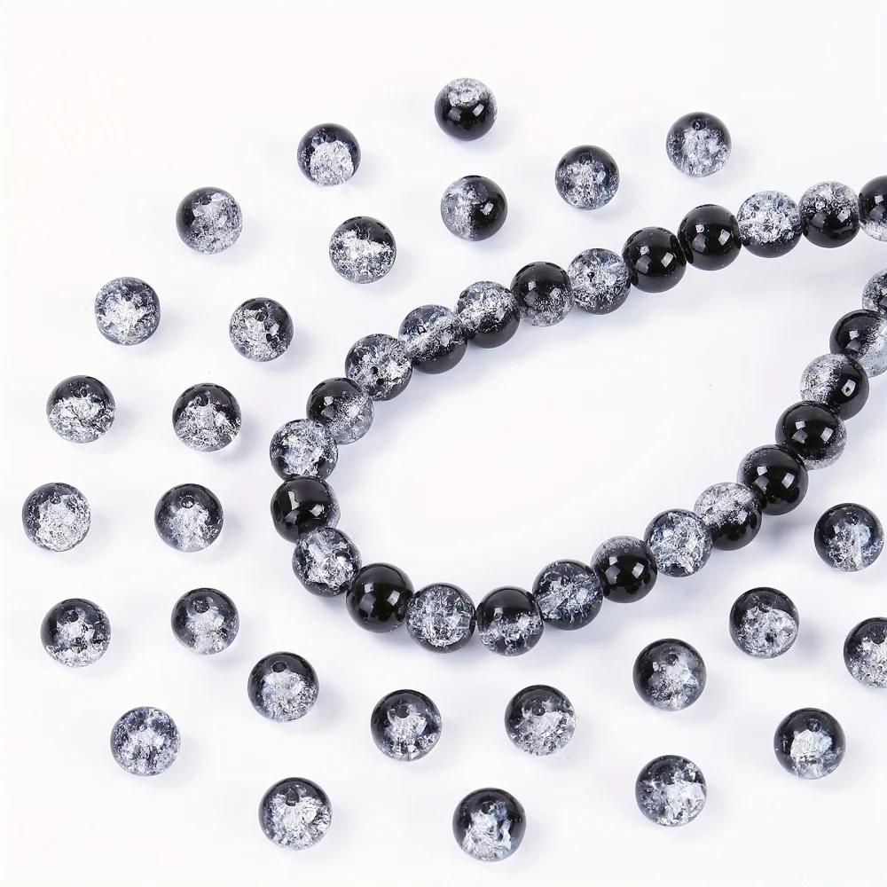 200pcs Black and White Acrylic Cracked Beads for DIY Jewellery Making