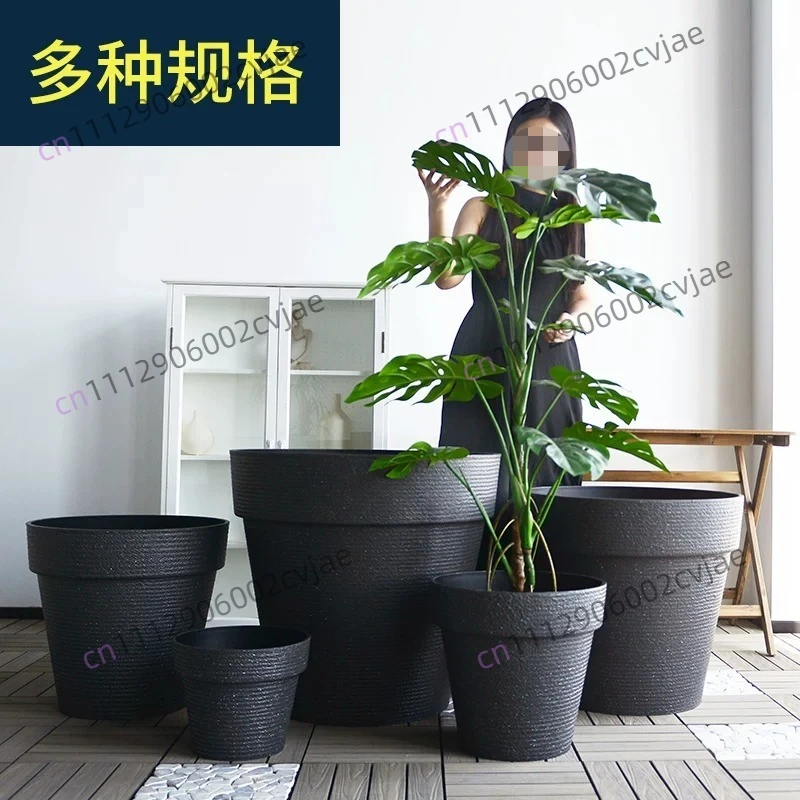 （just One）40x37cm Faux Ceramic Resin Flower Pot Indoor