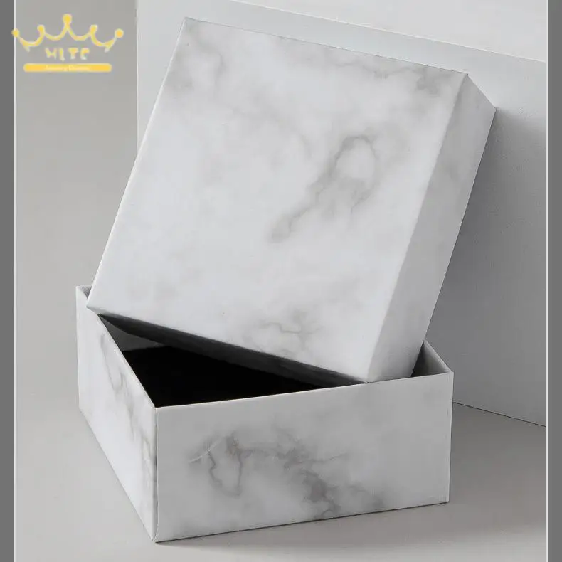 Jewelry Packaging Boxes Ring Earring Organizations Gift Box for Jewelry Grey Marble Pattern Paper Case Necklace Bracelet Box