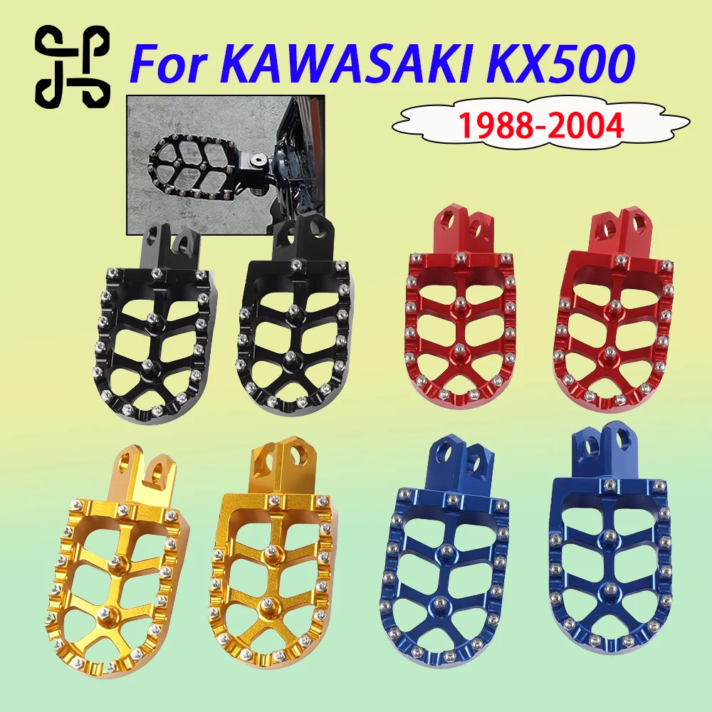 

For Kawasaki KLX400R 2003 - 2004 KX500 1988 - 2004 Motorcycle Footpegs Anti-Slip Steel Foot Rest Pedals Off-Road Upgrade Parts