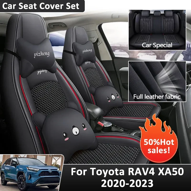 Car Seat Cushion Cover Set For Toyota RAV4 XA50 Wildlander Suzuki Across 2020 2021 2022 2023 Leather Protective Auto Accessory