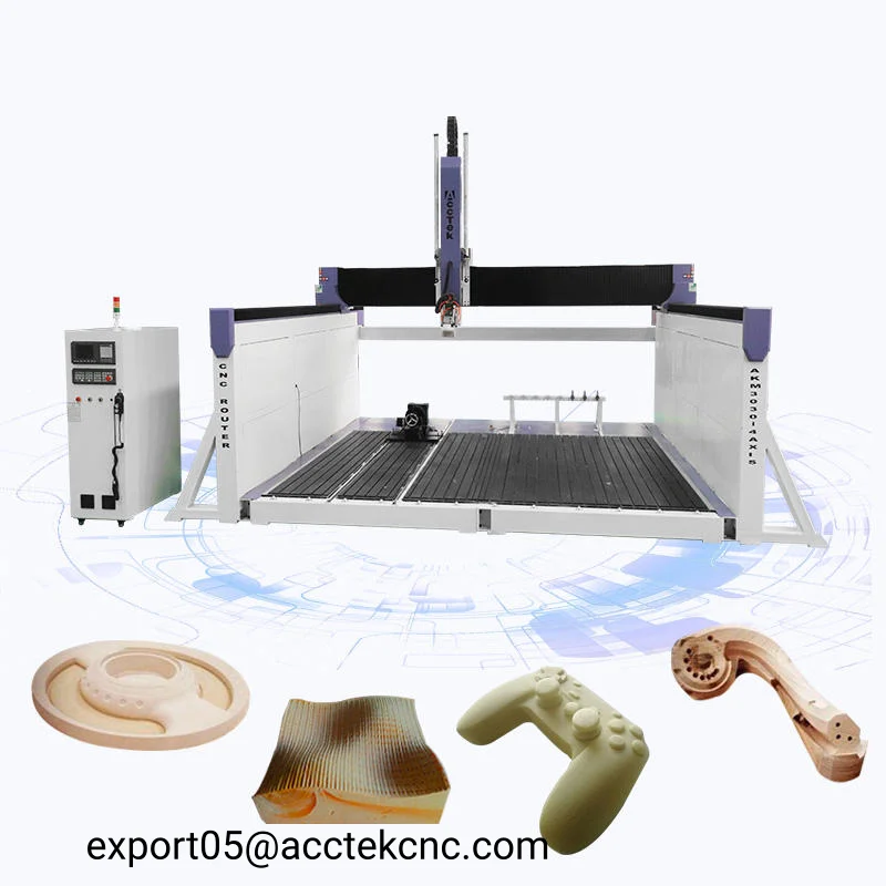 High Z Axis 4 Axis CNC Router with Rotary Axis, Sunken Table 3D Wood Foam Sculpture Machine for Customized Woodworking