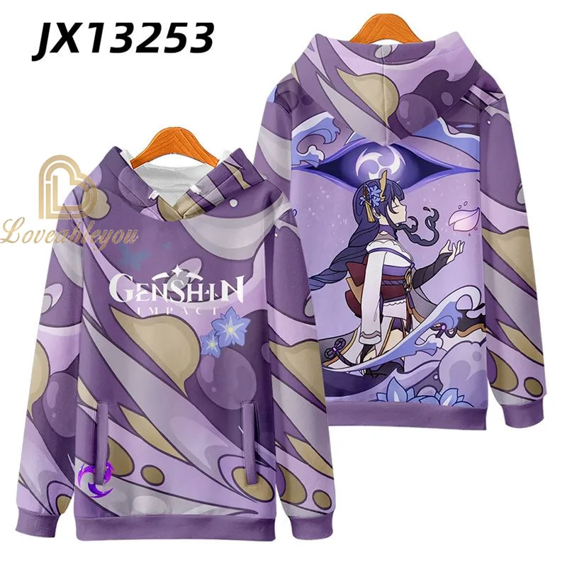 Genshin Impact Cosplay Costume Anime Hoodies Ganyu Gorou Funny Cartoon Graphic Hoodie Harajuku Manga Sweatshirts Unisex