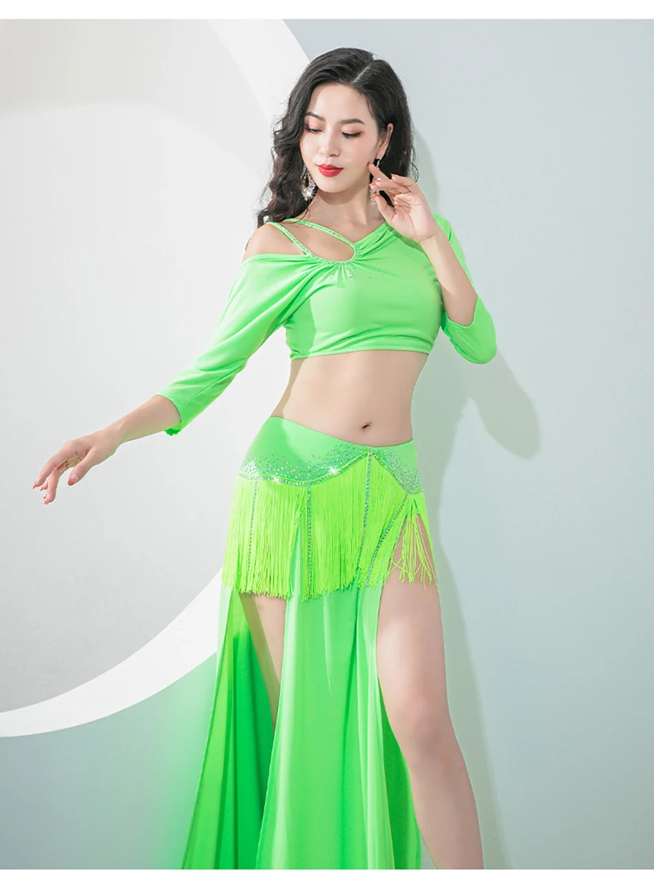 Ropa de práctica de danza del vientre para mujeres adultas, traje de actuación en escenario, traje de práctica Personal, falda y Top