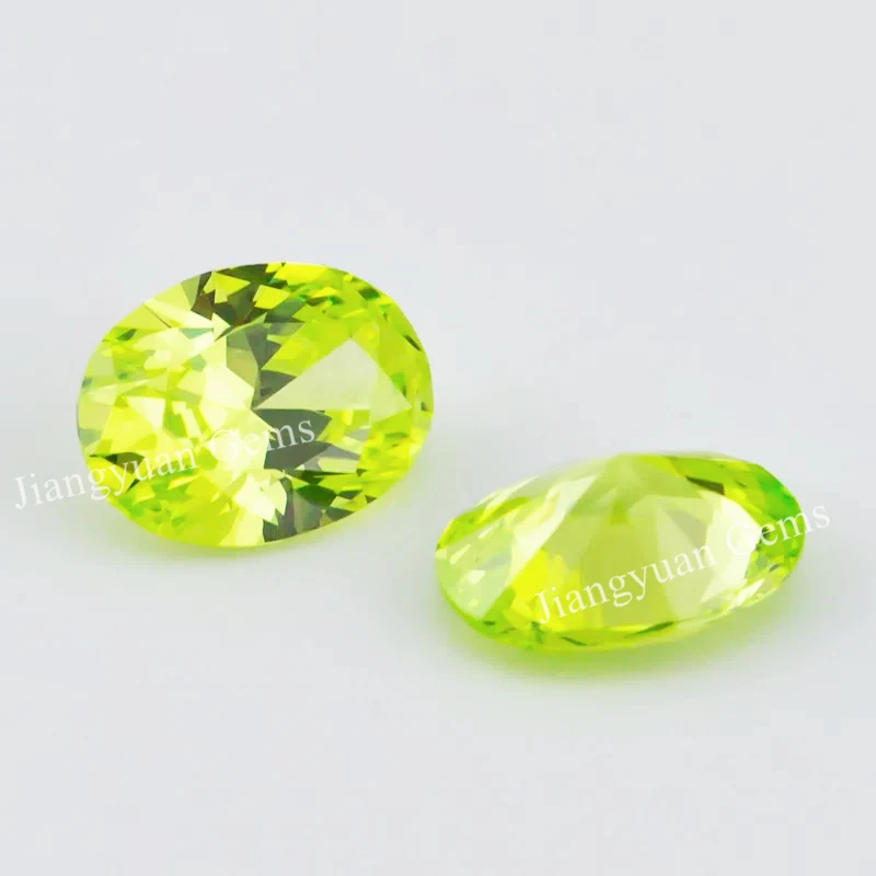 Größe 3x5mm~10x12mm 5A Zirkon Ovaler Schliff Apfelgrüner Kubischer Zirkonia Stein Loser CZ Synthetischer Edelstein für Schmuckherstellung – Detail 3