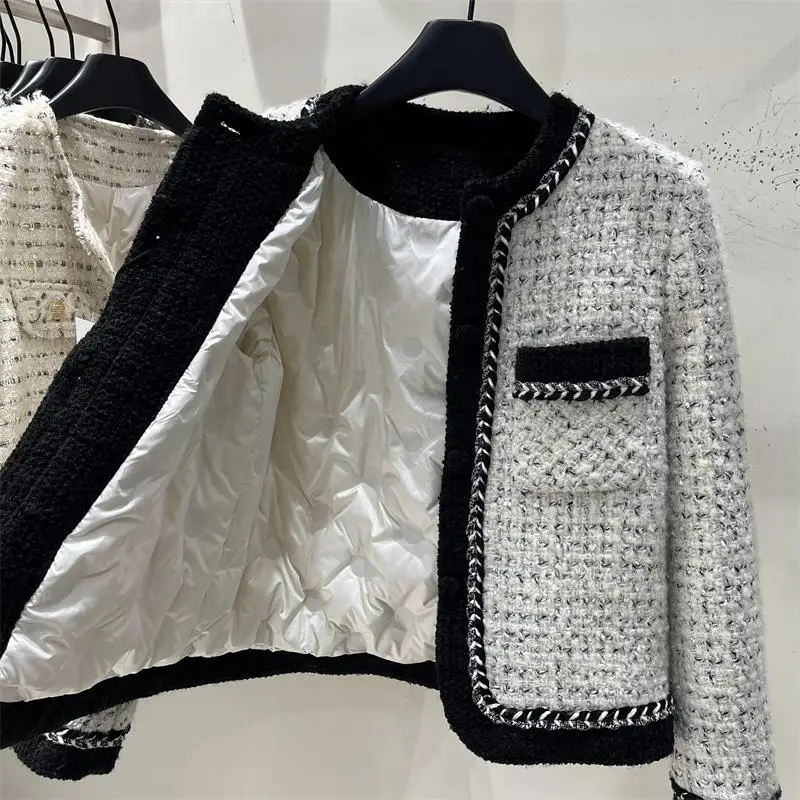 

Faionable Contrast Color Thiened White Du down Jaet Small Fraance Sle Winter New Arrival Women's ort Coat