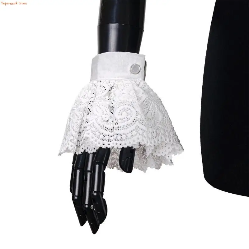 Q5WE Elegant Elizabethan Neck Ruff Light weight Collar Medieval Costume Collar