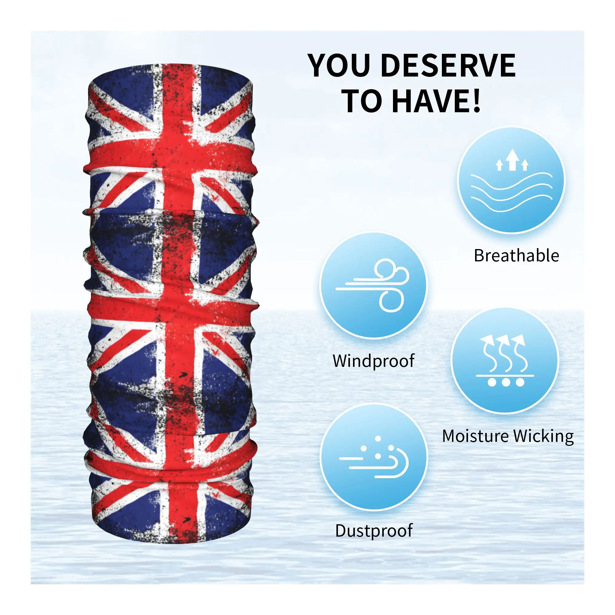 مخصص علم الاتحاد المملكة المتحدة باندانا الشتاء الرقبة أدفأ المرأة يندبروف التفاف الوجه وشاح للتزلج الرجعية الجراب عقال #3