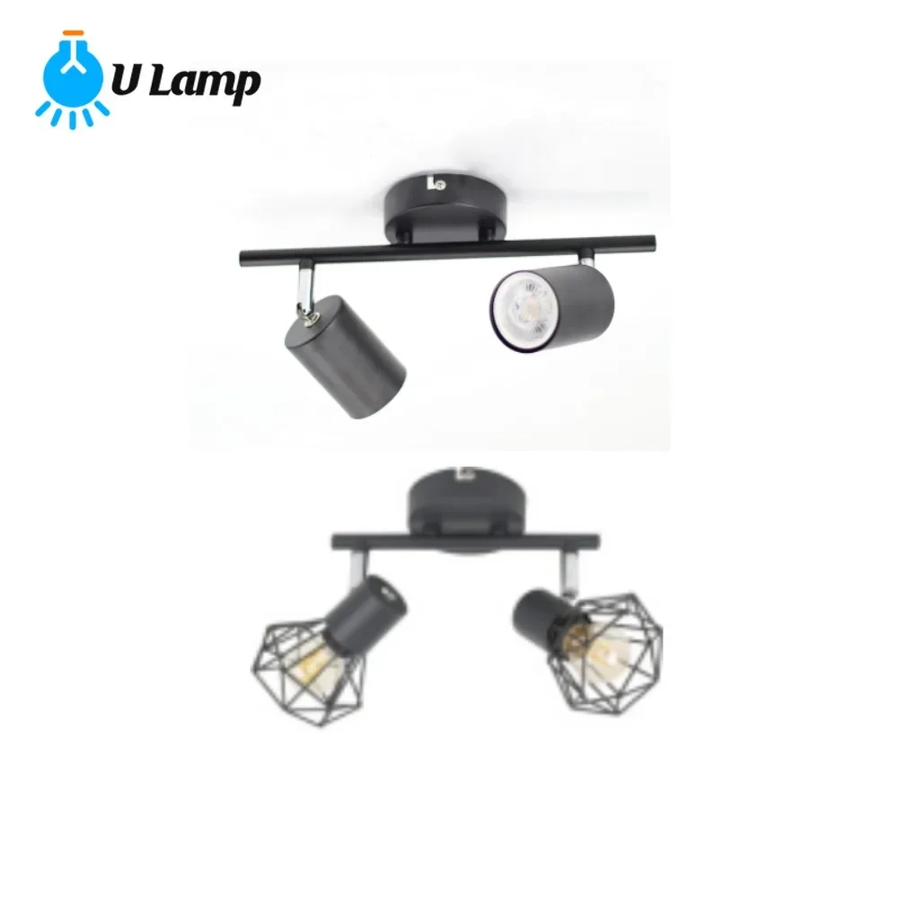 2 Heads Led Spotlight Surface Mounted Fixture Black Foco Ceiling Lamp for Living Room Kitchen Home Decor Lighting Set