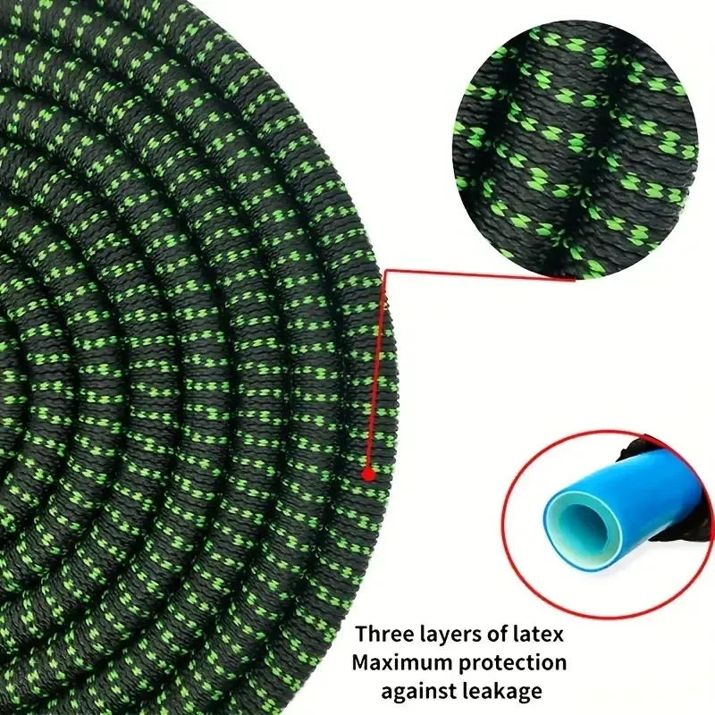 خرطوم حديقة مع خرطوم سحري قابل للتوسيع ولا تويست يستخدم لسقي وتنظيف الحدائق، فوهة متعددة الضغط العالي