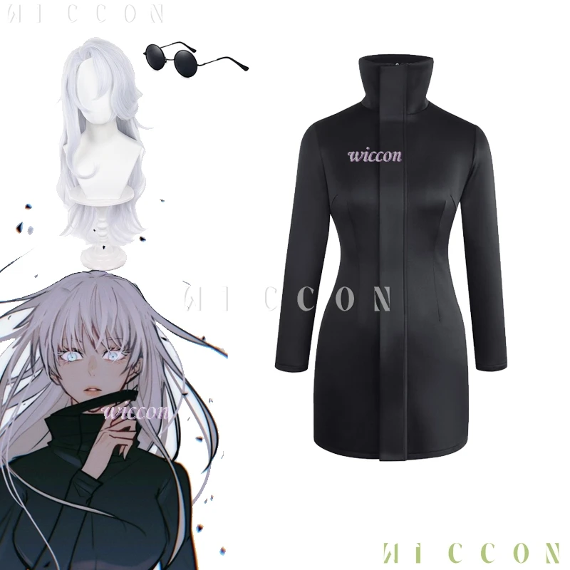 أزياء الهالوين Jujutsu JJK Gojo Satoru فستان تنكري شعر مستعار Genderswap بدلة الهالوين أنيمي زي الحفلات الهزلية ملابس النساء #3