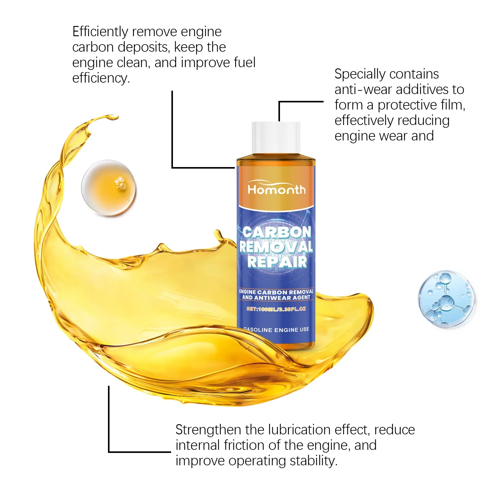 Engine Carbon Removal Repair Agent Car Anti-Shaking Oil 100ML Engine Anti-Wear Protectant Engine Oil System Cleaner For Noise