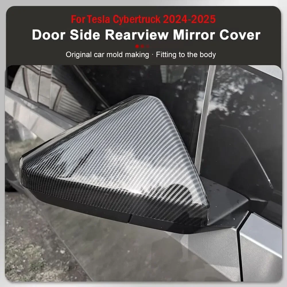 2PCS For Tesla Cybertruck 2023-2025 ABS Plastic Rearview Side Mirror Cover Wing Cap Exterior Door Rear View Trim Car Decoration