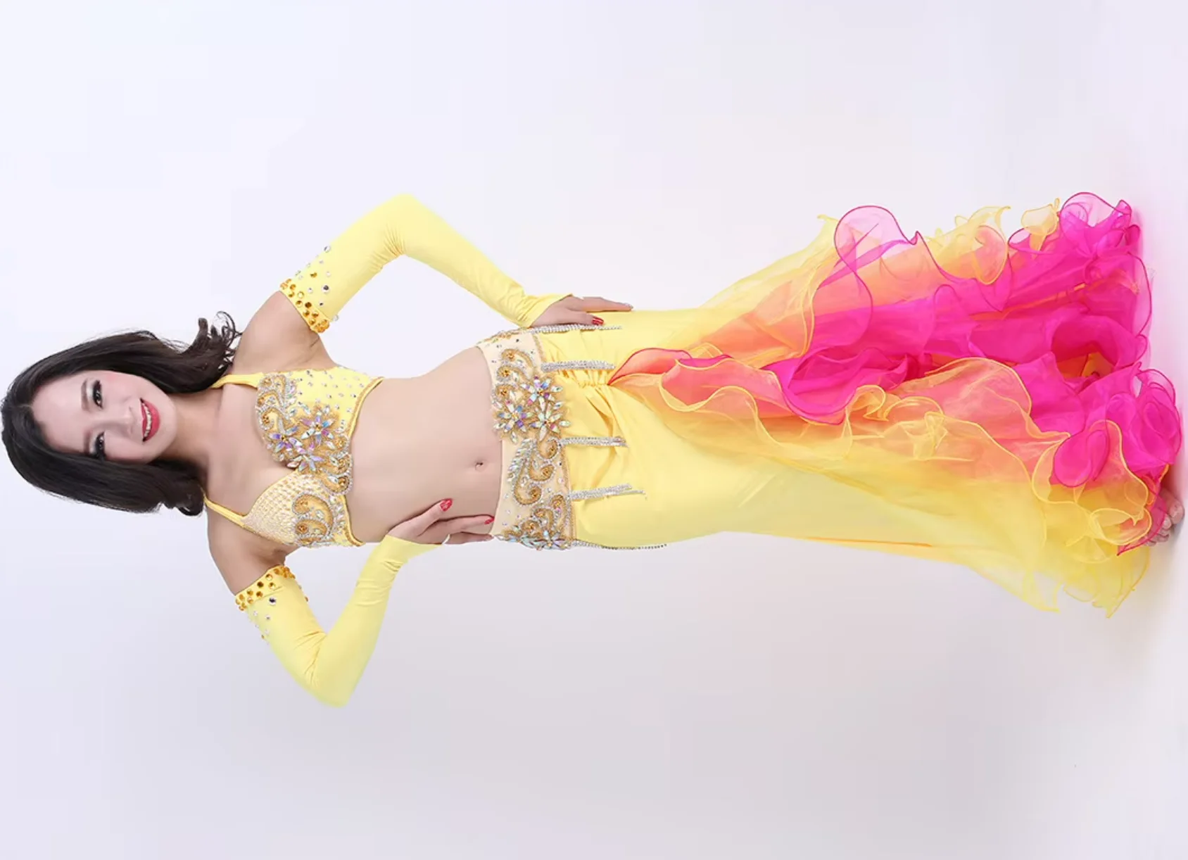 

New women's long fish tail split big swing skirt belly dance costume stage performance belly dance performance