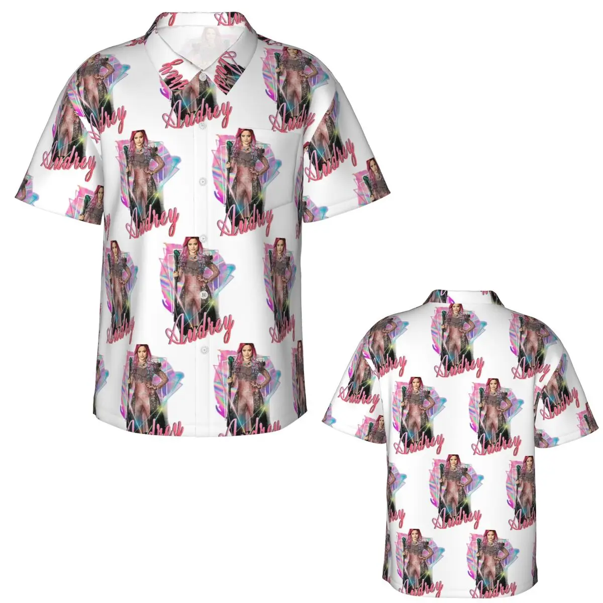Audrey The Queen Of Mean - Descendants 3 Hawaiian Shirts Fashion Men Short Sleeve Shirt for Summer Beach Men's Button Tops