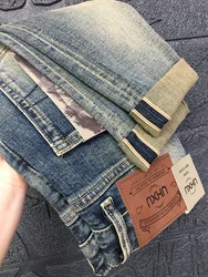 Jeans elasticizzati in denim con cimosa rossa 99% cotone per uomo Y2k Pantaloni dritti slim fit lavati casual estivi maschili per giovani maschili