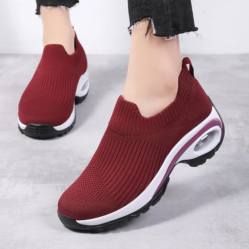 Scarpe da donna di nuova moda calzini con fondo spesso scarpe scarpe da ballo tacchi alti Casual traspiranti scarpe da ginnastica con tessitura