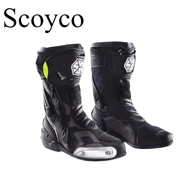 

Scoyco MR003 Motorcyclist Boots Men's Off-road Motorcycle Highroad Racing Shoes Anti-slip The Four Seasons Cycling Defense Gear