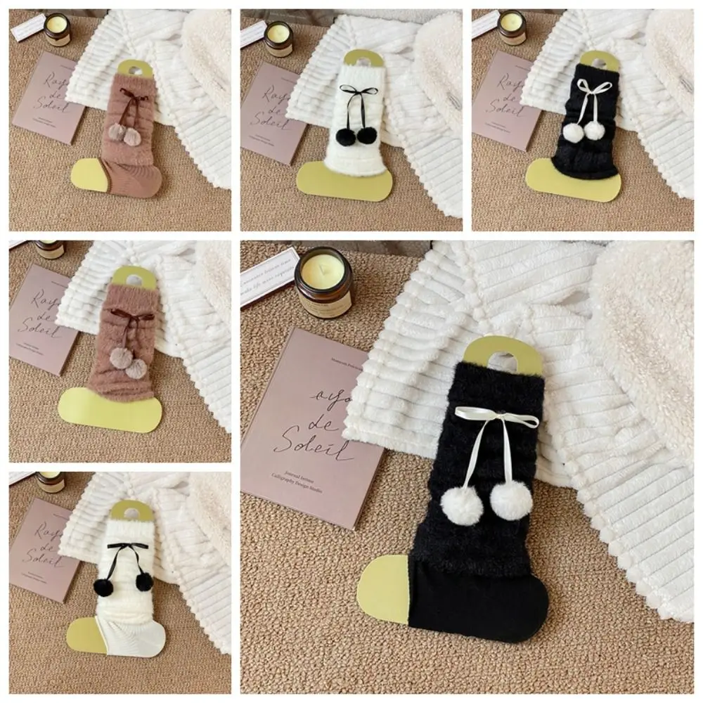 

Модные гетры из норки Y2k, утепленные милые вязаные чехлы для ног, носки с ворсом, балетные плюшевые чулки для женщин