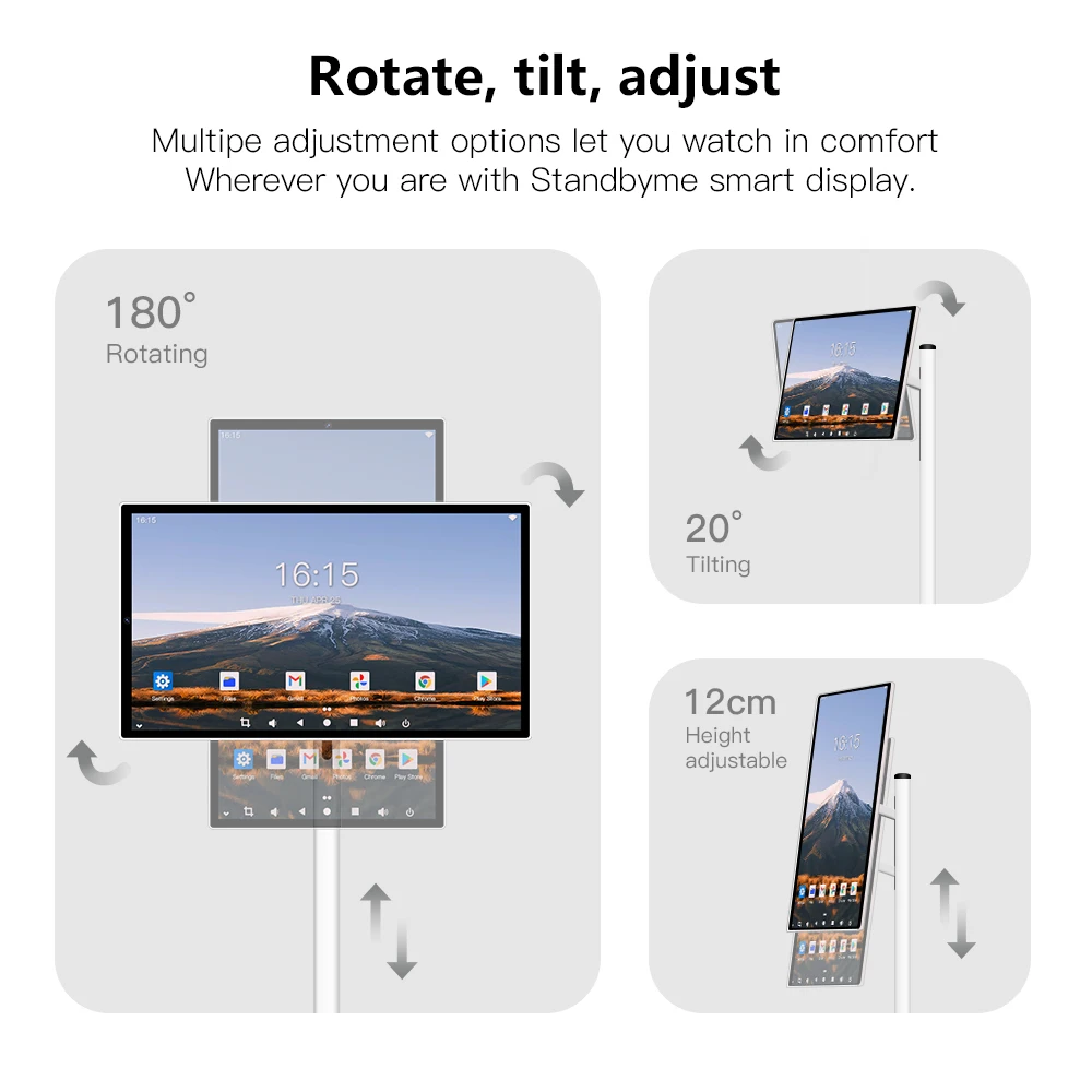 24 inch Wireless Touchscreen IPS Monitor with Adjustable Stand and Built-in Battery - 1920*1080 Resolution portable smart screen