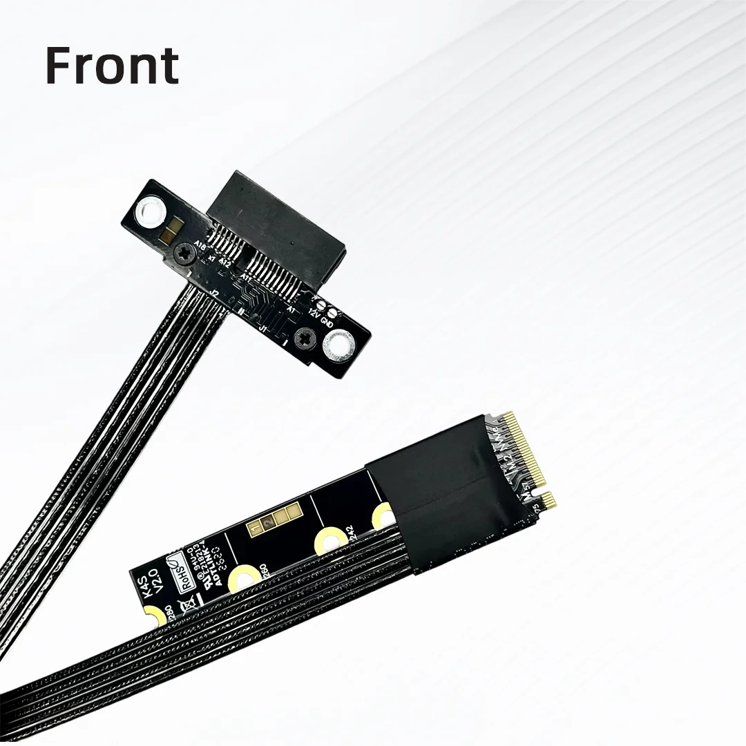 ADT-Link M.2 NVMe to PCIe 5.0 X1 Riser Cable PCIe M.2 Key M Adapter Extension Cable Support NVMe SSDExtender Cord for Desktop PC