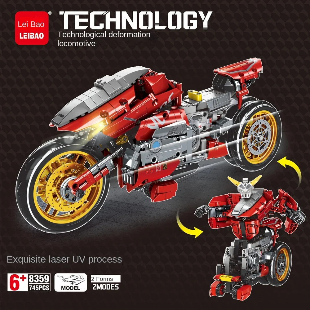 Leibao 8359 Technology Transformation Motorcycle Technology Parts Building Block Assembly Toy Motorcycle Boy Gift