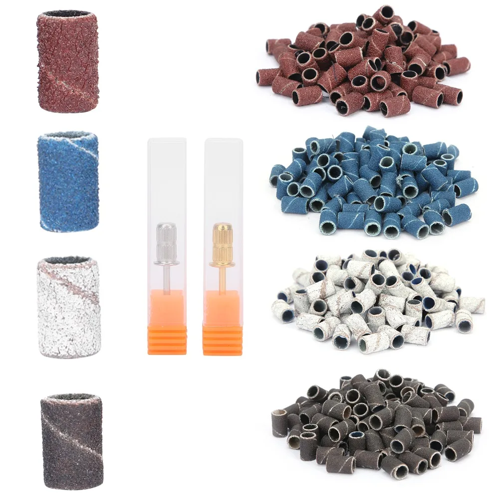 400 Pcs With Shaft Sanding Bands Fine Grit Grinding Sand Nail Sanding Bands Manicure Sanding Bands For Nail Artist 2