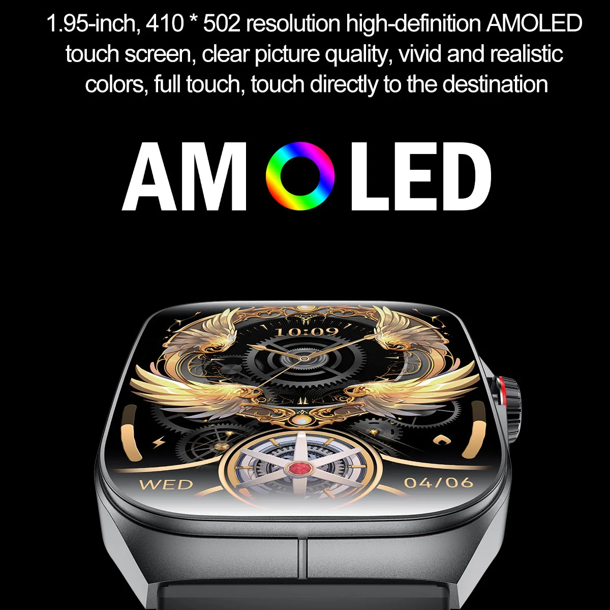 

Смарт-часы с AMOLED-экраном 1,95 дюйма для мужчин и женщин, спортивные часы для здоровья, с Bluetooth-вызовами, NFC, измерением пульса, голосовым помощником, музыкой, водонепроницаемые