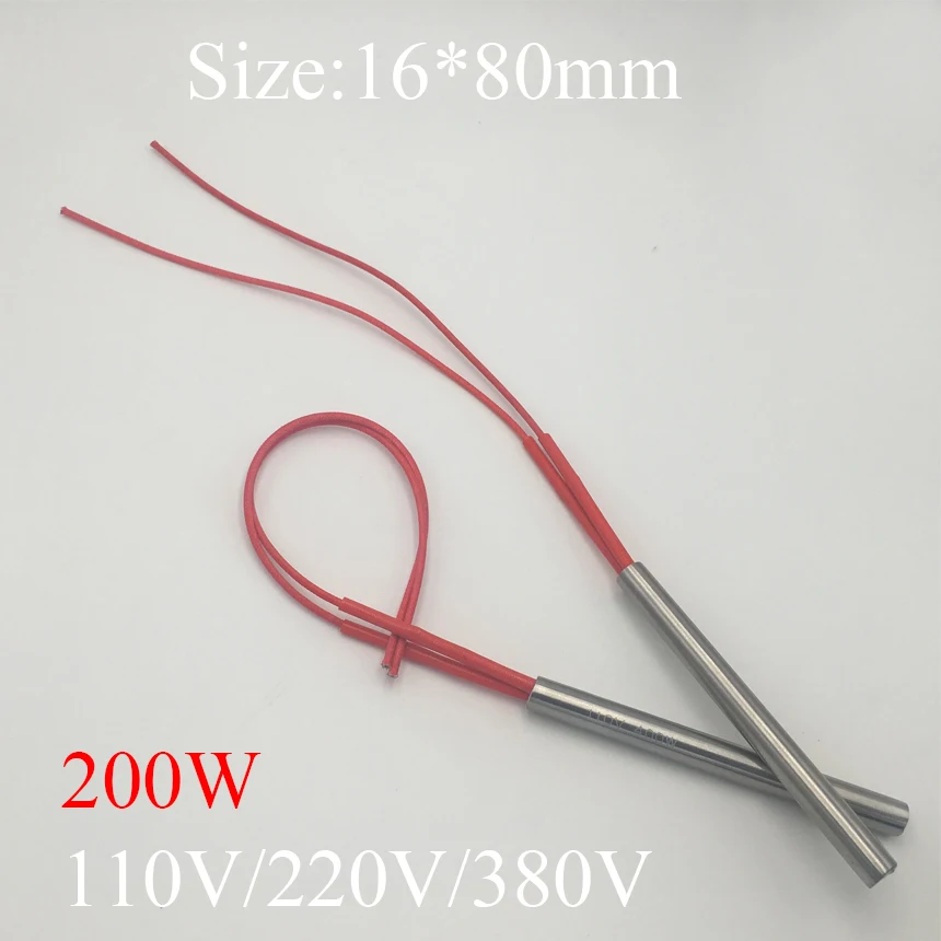 

16x80 16*80mm 200W AC 110V 220V 380V Stainless Steel Cylinder Tube Mold Heating Element Single End Cartridge Heater