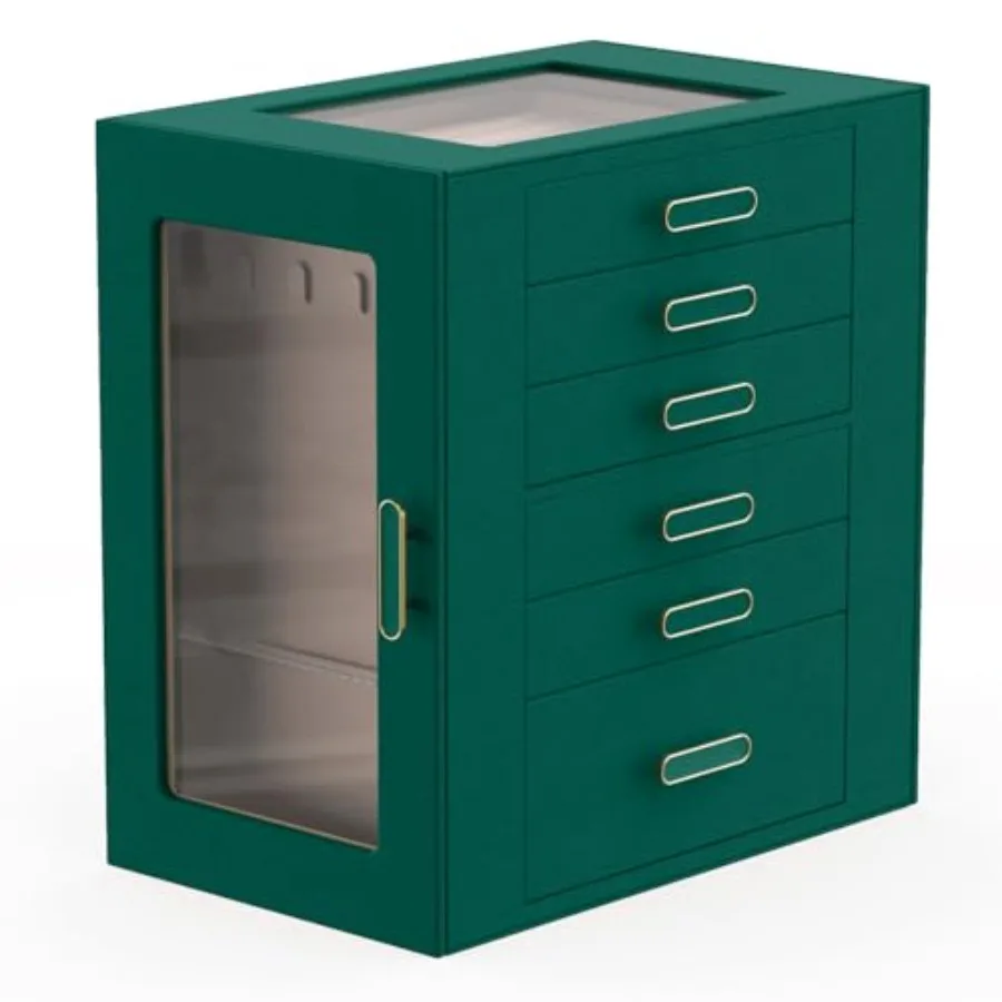 

Jewelry Boxes for Women 6 Layer Jewelry Organizer with Glass Lids Jewelry Holder Organizer with 5 Drawers and 2 Glass Doors for