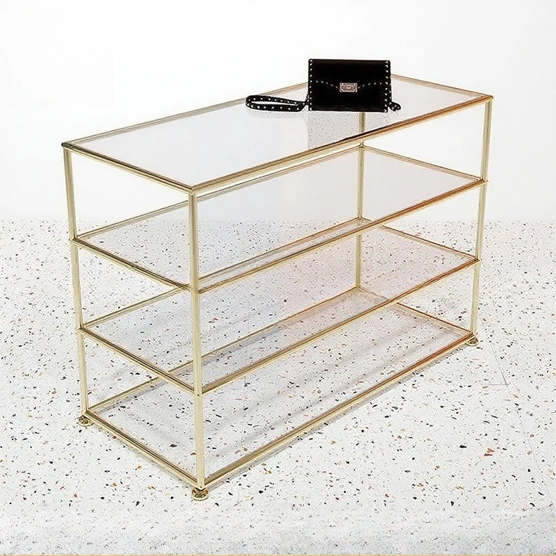 Women's clothing store stainless steel titanium glass Nakajima display stand jewelry display cabinet clothing store bags shoes